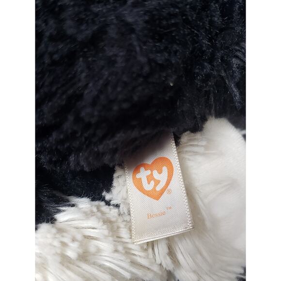 TY Bessie Black & White Cat w. Beautiful Bright Green Eyed Plush Stuffed Animal - Picture 5 of 6